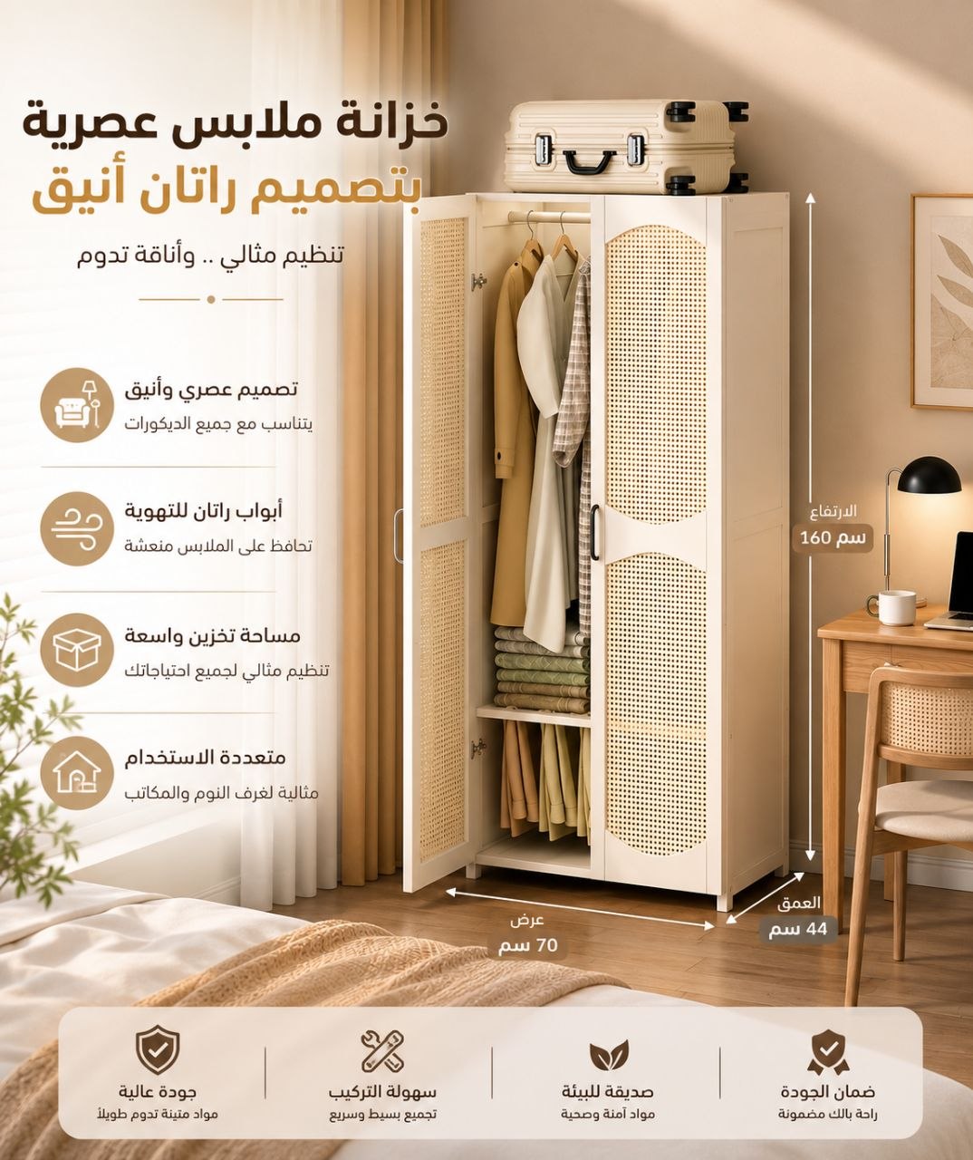 IMG_20260619_230737_497 خزانة ملابس عصرية مع دفات ووجه كلاسيكي مصنوعة من خشب البامبو الطبيعي - الصورة 1